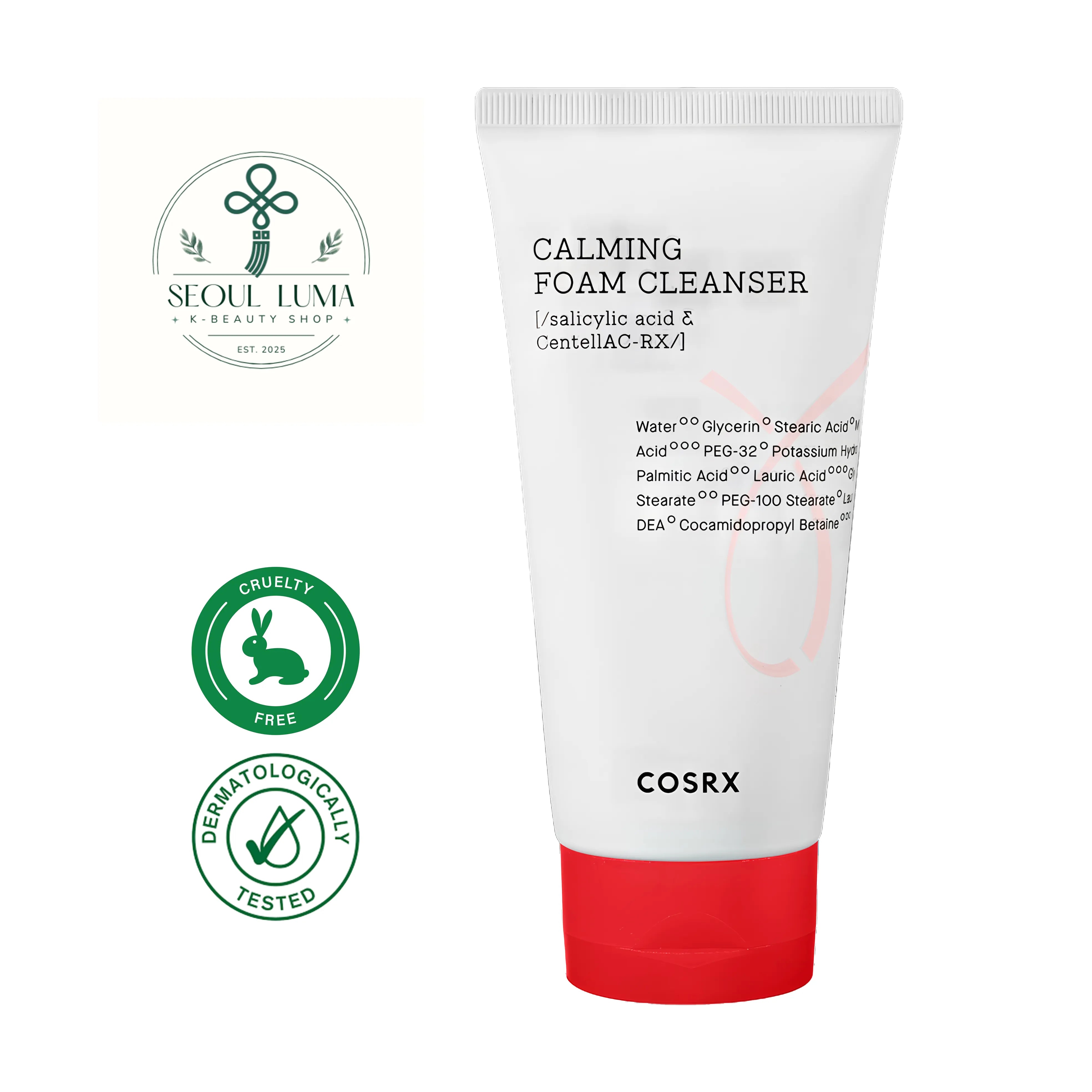 COSRX AC Collection Calming Foam Cleanser 150ml - Gentle acne foam cleanser with Centella AC-RX Complex and salicylic acid for blemish-prone skin